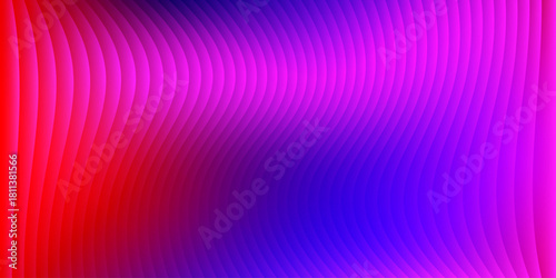 Neon ribbed fractal glass 3d background. Holographic vertical stripe pattern with vibrant purple blue yellow gradient. Abstract black bg, iridescent texture lines in radiant colors. 3D illustration