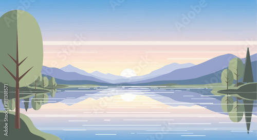 lake with vector style