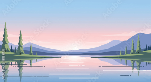 lake with vector style
