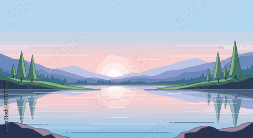 lake with vector style