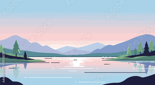 lake with vector style