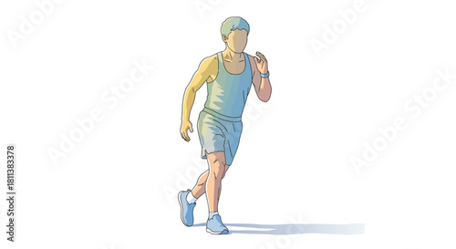 Illustration of a man running for fitness health and wellness