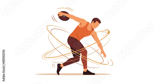 Dynamic Discus Thrower Sports Exercise and Athleticism in Motion
