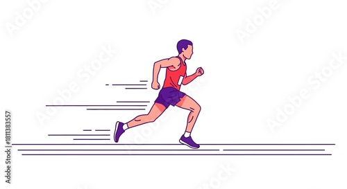 Male Athlete Running Illustration Fitness Workout Graphic