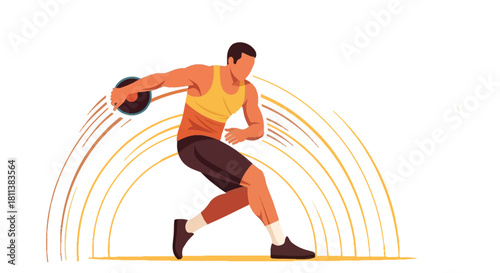 Discus Thrower Illustration Athlete in Motion for Sports and Fitness Marketing