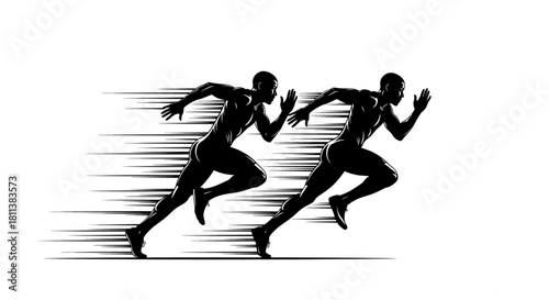 Dynamic Runners in Motion Speed Competition and Athleticism