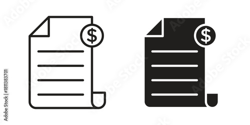 File invoice icons of black colored in various styles