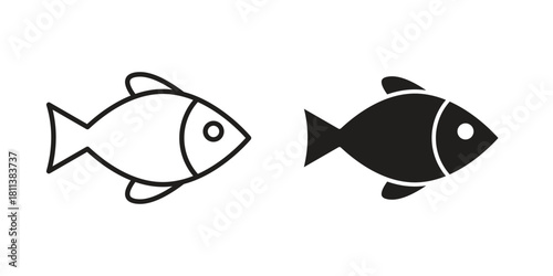 Fish icons of black colored in various styles