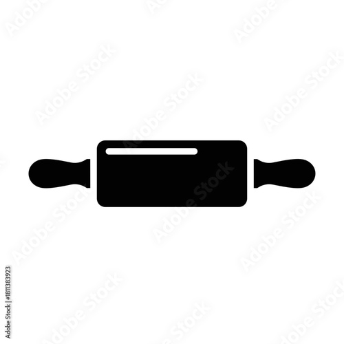 Silhouette of a rolling pin, minimalist design, baking utensil, black and white, concept