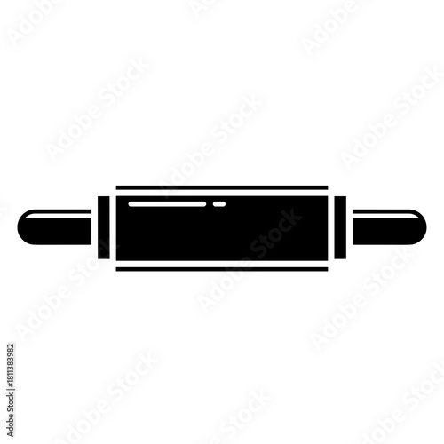 Silhouette of a rolling pin, minimalist design, baking utensil, black and white, concept