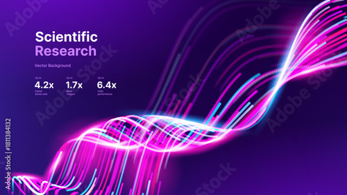 Science Research AI Dots Data Flow Particles Background. Digital Neural Network. Concept of Artificial Intelligence Technology, Machine Learning. Digital Communication. Vector Illustration.