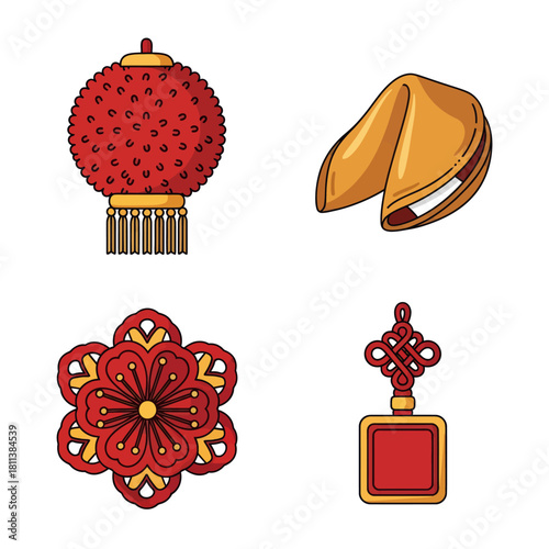 Cultural Festival Symbols Featuring Traditional Lantern Shoe Ornament and