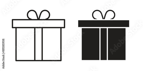 Gift icons of black colored in various styles