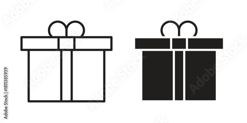 Gift icons of black colored in various styles