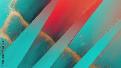 Abstract composition featuring diagonal lines, earthy textures, and vibrant color gradients