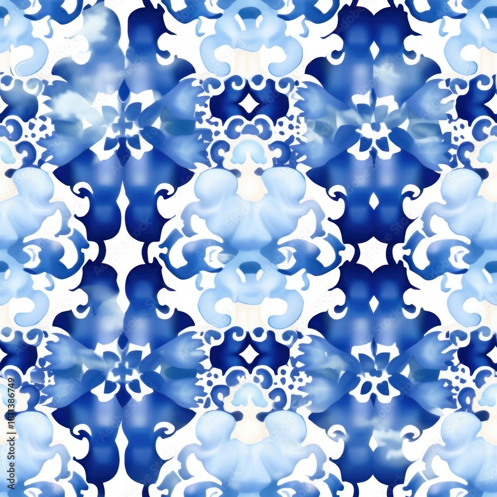 Obraz premium Tile pattern of angel backgrounds blue art.