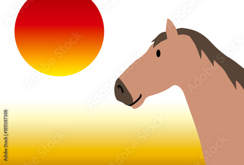 馬, 年賀状, 正月, 和風, 和柄, うま, 動物, イラスト, 干支, 年末, 新年, ベクター