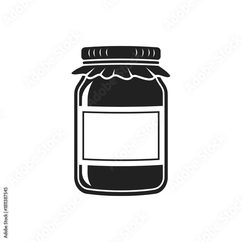 Jar with lid, empty label, food storage concept, copy space