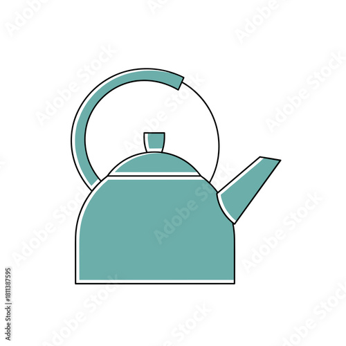 Stylized teapot design, kettle illustration, kitchenware concept