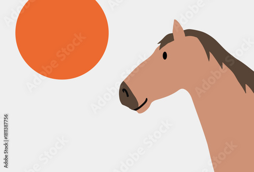 馬, 年賀状, 正月, 和風, 和柄, うま, 動物, イラスト, 干支, 年末, 新年, ベクター