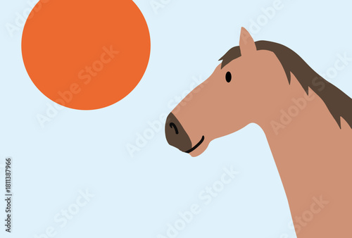 馬, 年賀状, 正月, 和風, 和柄, うま, 動物, イラスト, 干支, 年末, 新年, ベクター