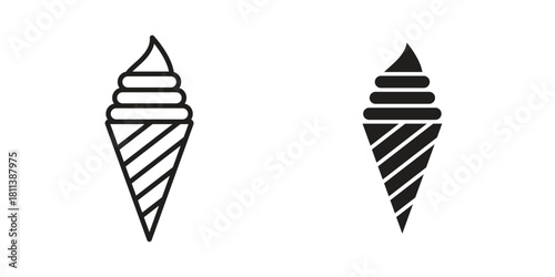 Ice cream icons of black colored in various styles