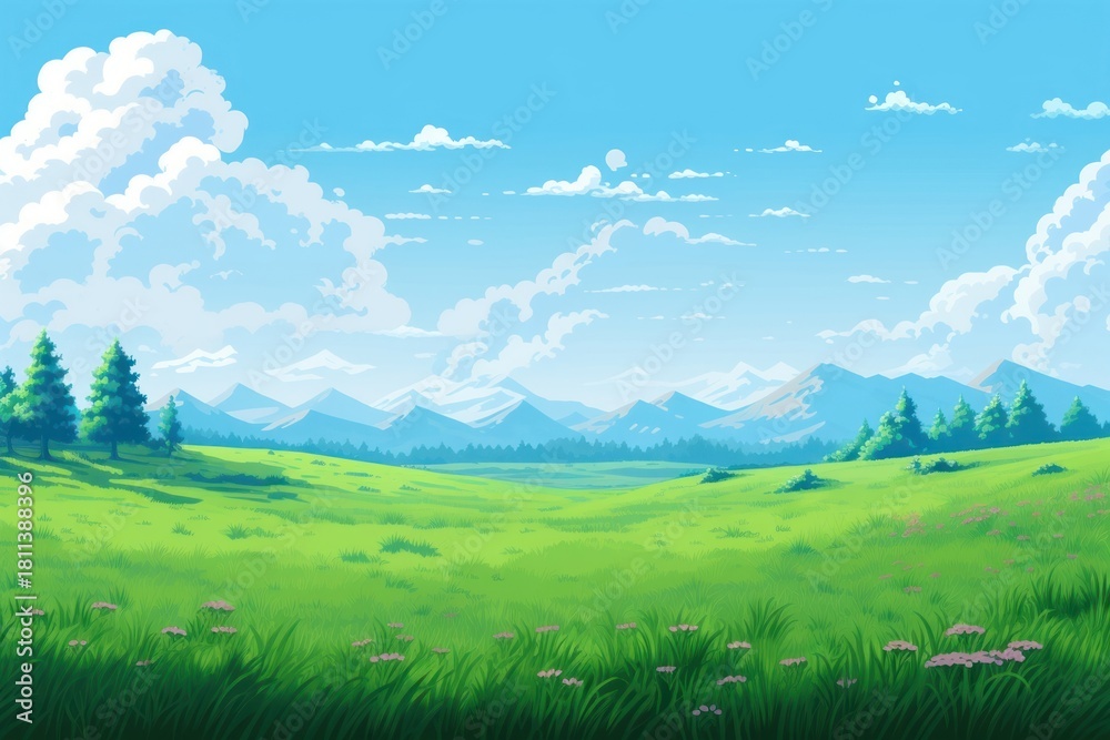 Naklejka premium Meadow landscape grassland outdoors.