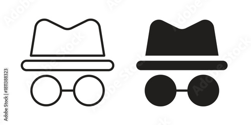 Incognito icons of black colored in various styles