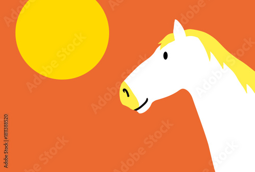 馬, 年賀状, 正月, 和風, 和柄, うま, 動物, イラスト, 干支, 年末, 新年, ベクター, シルエット