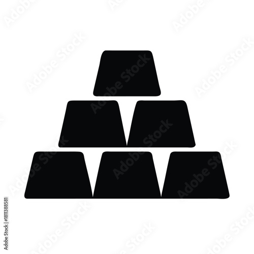 Stack of gold bars silhouette vector icon on white background