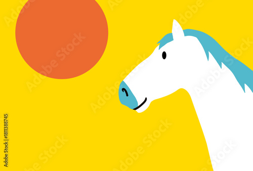 馬, 年賀状, 正月, 和風, 和柄, うま, 動物, イラスト, 干支, 年末, 新年, ベクター, シルエット