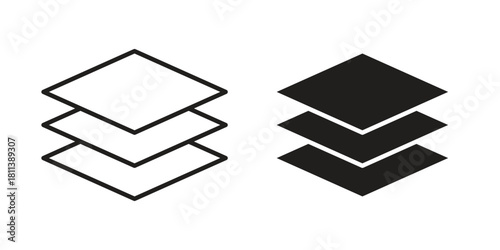 Layers icons of black colored in various styles