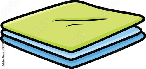 Stack Of Folded Towels With Green And Blue Colors