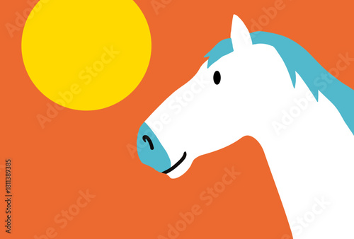 馬, 年賀状, 正月, 和風, 和柄, うま, 動物, イラスト, 干支, 年末, 新年, ベクター