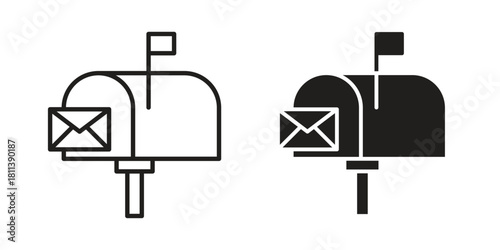 Mailbox icons of black colored in various styles