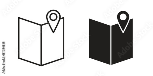 Map icons of black colored in various styles