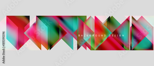 Abstract geometric shapes create vibrant design. Colors blend, forming modern background pattern. Text reads background design.