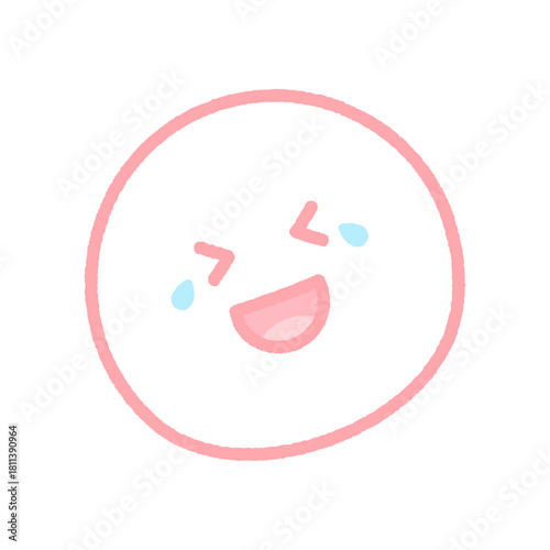 斜めに傾き涙を流して笑い転げる顔の絵文字 - おもしろい･爆笑して笑い泣きするかわいい手書きアイコン