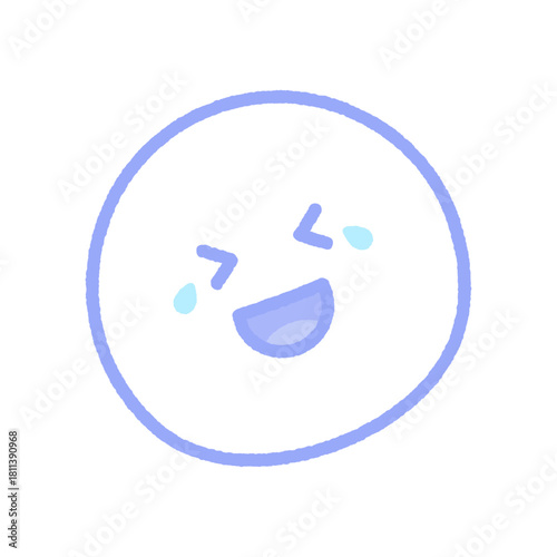 斜めに傾き涙を流して笑い転げる顔の絵文字 - おもしろい･爆笑して笑い泣きするかわいい手書きアイコン
