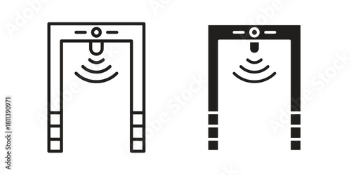 Metal detector icons of black colored in various styles