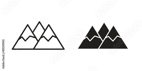 Mountains icons of black colored in various styles
