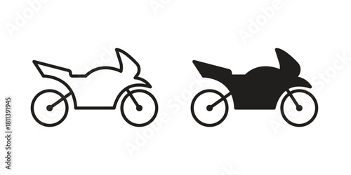 Motorcycle icons of black colored in various styles