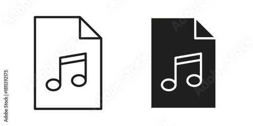 Music File icons of black colored in various styles