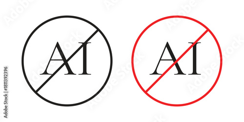 No ai sign icons of black colored in various styles