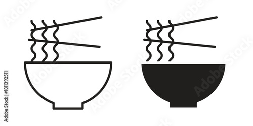 Noodles icons of black colored in various styles