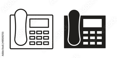 Office phone icons of black colored in various styles