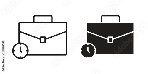 Office time icons of black colored in various styles
