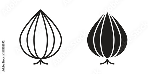 Onion icons of black colored in various styles
