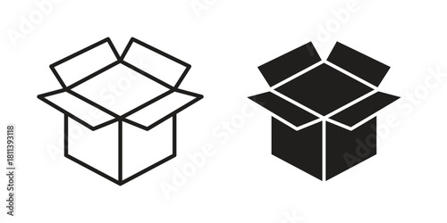 Open box icons of black colored in various styles