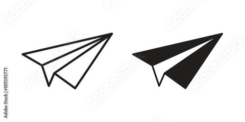 Paper plane icons of black colored in various styles